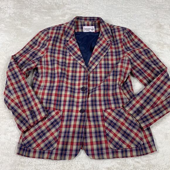 Vintage 70s Cricket Lane plaid double button blazer Jacket, med - L - Picture 3 of 10